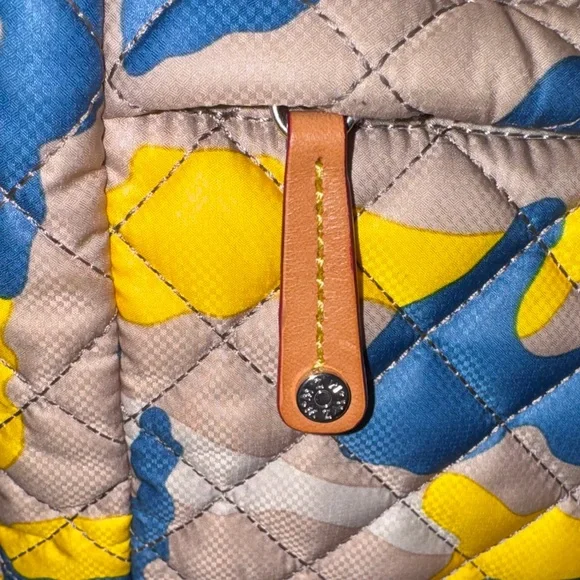 MZ Wallace Quilted Backpack - Yellow, Blue, and Tan camouflage, rare - Picture 3 of 16